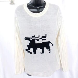 HAODUOYI designer Cream Reindeer sweater, 22" Ptp